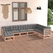 8 Piece Garden Lounge Set with Cushions Solid Pinewood, Conversation Sets