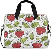 Quteprint Cute Strawberry Leaves 15.6 Inch Laptop Bag Briefcase for Business, Water-Resistant Computer Bag Fits 14-16 Inch Notebook for Men Women, Office Travel Work Backpack, Multi, 40x7.5x30cm