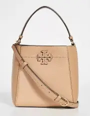 NWT Tory Burch SMALL MCGRAW BUCKET BAG In Tiramisu