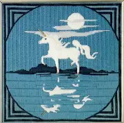 DIY Candamar Reflecting Unicorn Longstitch Needlepoint Pillow Top Kit