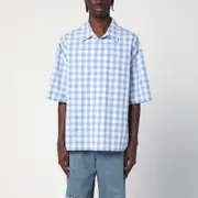 [Loewe] White/blue checkered shirt 41 CM Blue