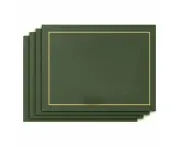 4 washable leather placemats, waterproof, non-slip and heat-resistant artificial leather placemats, length 43* width 30cm, green.