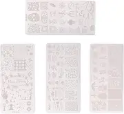 Beavorty Nail Kits 4pcs Halloween Nail Art Stamping Plates Steel Material for Manicure