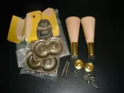 Vintage 2 ELLO Chair Table legs Mid Century Modern 4-inch Wood Brass Kit MCM
