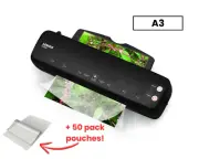 Lenoxx Hot Paper Laminator 350W for 80-100 Microns with 50 A3 Laminating Pouches