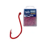 100 x Jarvis Walker Size 1/0 Suicide Octopus Hooks - Red Chemically Sharpened 1
