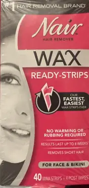 3 Packs Nair Hair Remover Wax Ready-Strips for Face & Bikini, 40 CT 120 Strips