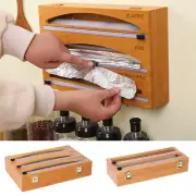 Bamboo Food Wrap Dispenser Reusable Bamboo Cling Wrap Dispenser Storage tyvsQ