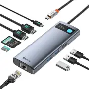Baseus Laptop Docking Station Dual Monitor 4K@120Hz 9 in 1 USB C Hub with 2 HDMI