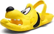 [ANYUETE] Kids Clogs Boys Girls Cute Cartoon Dog Sandals Slip-On Slippers Slides Shoes(Toddler/Little Kid/Big Kid), Yellow, 1 Big Kid