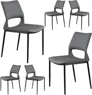 Accent Chair Washable PU Leather Dining Chair, Kitchen Chairs Set of 6, Side Chair with Soft Big Seat Cushion, Carbon Steel Frame Makeup Chair Reading Seating
