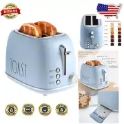 Two-Slice Retro Bread Toaster in Matte Baby Blue - Defrost & Bagel Setting