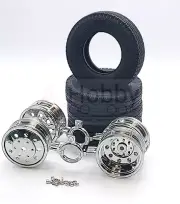 Tamiya Truck Trailer 1/14, 22mm Tyres & Rims, Dual Wheel Axles, 12mm Hex fit