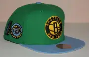 NWT Mitchell & Ness BROOKLYN NETS Snapback Hat Green 10th Anniversary Patch *3V