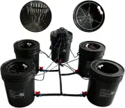 GROZY Hydroponic DWC & Drip Recirculating Growing System 4 Plant Buckets Comp...