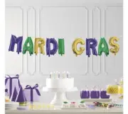 UNIQUE MARDI GRAS Foil Balloon Banner Kit 9 Letters - Purple Gold Green