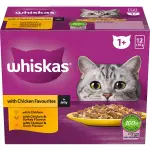 Whiskas Favourites Adult Chicken in Jelly Wet Cat Food 12x85g 12x185g