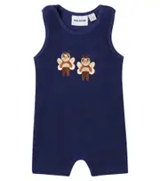 [Mini Rodini] Mini Rodini Baby embroidered cotton terry playsuit M 1-3 blue