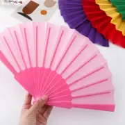 PE Folding Hand Held Fans Dances Fan Blank Soild Fan Wedding Party Prop Favor
