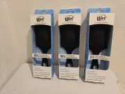 3 x Wet Brush Paddle Detangler Hair Brush For Thick, Coarse Long Hair - Black