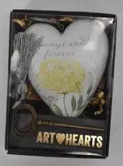 Demdaco Art Hearts Always & Forever Yellow Floral Stone Token 3.5" x 3.5"