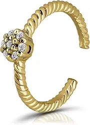 [Hoops & Loops] Sterling Silver Cubic Zirconia Flower Rope Toe Ring