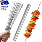 20pcs 35CM Grilling Flat Metal BBQ Skewers Stainless Steel Kabob BBQ Skewer AU