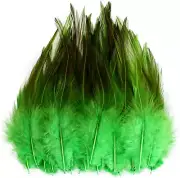 120Pcs 5-7" Green Feathers for Crafts，Saddle Hackle Feather，Rooster Feathers Bul