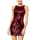 Emerald Sundae Junior XXS Wine Red Sequin Slim Fit Sleeveless Mini Dress NWTCD79