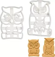 Set of 2 Owl cookie cutters (Designs: Great Horned and Cute Owl), 2 White