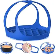 Pressure Cooker Sling，Silicone Bakeware Sling for Instant Pot 6 Qt/8 Qt Anti-scalding Bakeware Lifter Steamer Rack，BPA-Free Silicone Egg Steamer Rack (Blue)