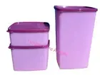 Tupperware Square Round Freezer Storage Containers 3 pc Set Purple New