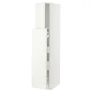 METOD / MAXIMERA hc w p-o func 1dr/4drw, white/Vallstena white, 40x60x200 cm