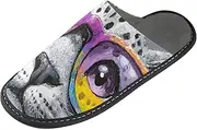 [PDZRMY] Leopard Head Colorful Glasses Men’s Women’s Memory Foam Scuff Slippers Indoor Outdoor Slippers Size 4-5