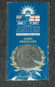 ASHES MEDALLION AUSTRALIA ENGLAND CRICKET SMITH WARNER STARC ROOT STOKES BRADMAN