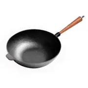 SOGA 31cm Commercial Cast Iron Wok Round Bottom FryPan