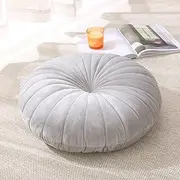 STRWARD Floor Pillow Meditation Cushion Round Large Floor Pillows Seating for Adults, Velvet Thick Floor Cushions for Yoga Living Room Balcony Outdoor Tatami（Gray）