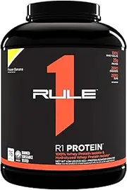 Rule1 R1 100% Whey Protein Isolate and Hydrolysate Protein Powder 4.94 lb, Frozen Banana (76 Servings)