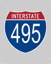 I-495 metal Interstate highway sign - D.C. Beltway, Boston, New York & Long Is.