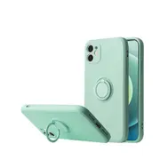 ZUSLAB iPhone 12 Pro 5G Case Silicone Stand Magnetic Finger Ring Kickstand Bumper Protective Cover for Apple - Mint Green