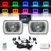 7X6" Color Change RGB SMD LED Halo Angel Eye Headlight 6000K HID Light Bulb Pair (for: Chrysler)