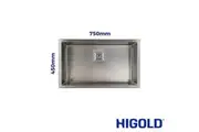 HIGOLD Vante Single Large Bowl Kitchen Sink - R10 Corner - SS 304 Stainless Steel - 750mm - Brushed Finish