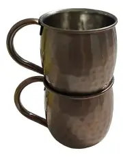 Lot Of 2 Moscow Mule Mug Hammered Copper Finish 16 oz cup metal New