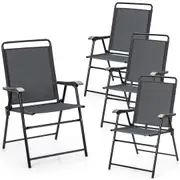 Costway 150KG Folding Outdoor Dining Chairs Set of 4 Textilene Fabric Deck Home Garden Yard Patio Furniture