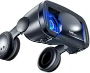 VR Headset Compat for and Android Phone,Upgrade VR Glasses with Blue Light Remote Headphones, Virtual Reality Viewer for Watch Movies & Video Games, Support 4.7-6.0” Phone Black M