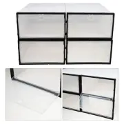 4Pcs Plastic Shoe Boxes Foldable Sneaker Storage Stackable Shoe Boxes