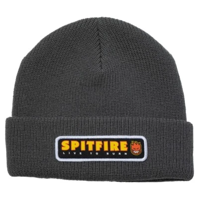 Spitfire Wheels LTB Script Patch Charcoal Grey Beanie Hat