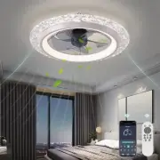 Modern Ceiling Fans with Lights, 19.7" Flush Mount Ceiling Fan with Dimmable ...