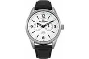 Ben Sherman Men's WB069WB Quartz Leather Strap Watch, 45mm, White Dial, Silver Case, Black Strap