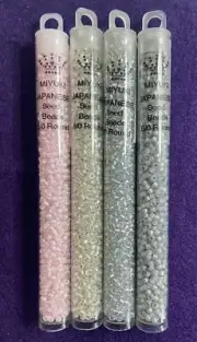 4-Color Miyuki Seed Beads 8/0 Bundle / Crystal + Gilt Lined / 22g Tubes / NEW
